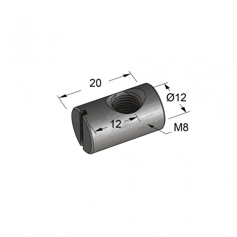 BARREL NUT FOR FURNITURE Μ8 12x20 / OFF CENTER